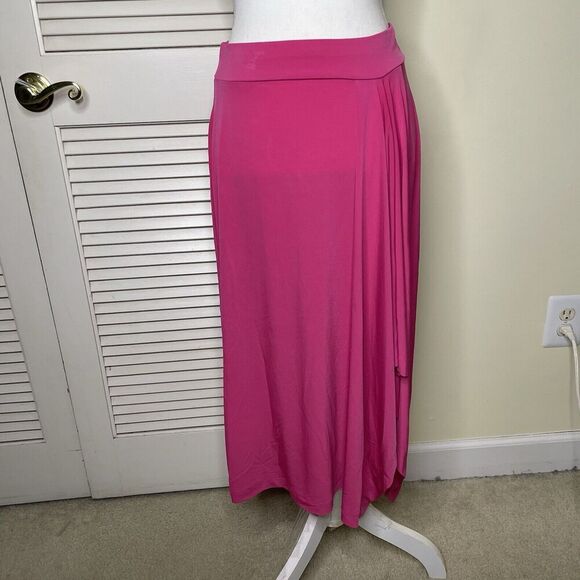 Michael Kors Pleated Asymmetrical Pull On Pink Midi Skirt Womens Size Small - Picture 1 of 9